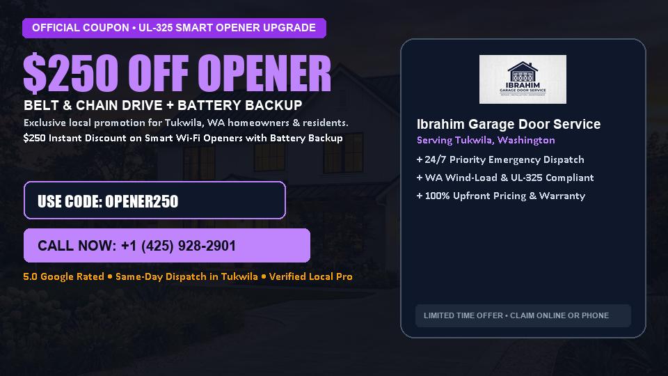 $250 OFF Smart Wi-Fi Garage Door Opener Installation in Tukwila, WA - Ibrahim Garage Door Service