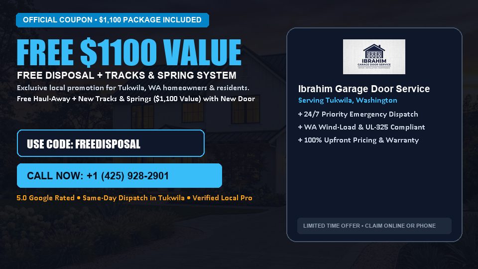 FREE Old Door Haul-Away & Heavy-Duty Tracks in Tukwila, WA - Ibrahim Garage Door Service